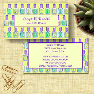 Yellow and Green Nail Polish Design Business Card