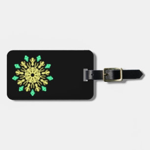 Yellow and green neon flower luggage tag