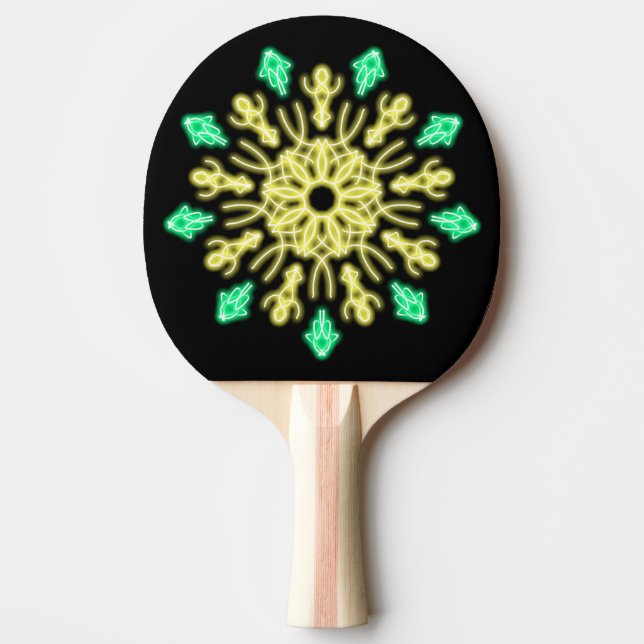 Yellow and green neon flower Ping-Pong paddle (Front)