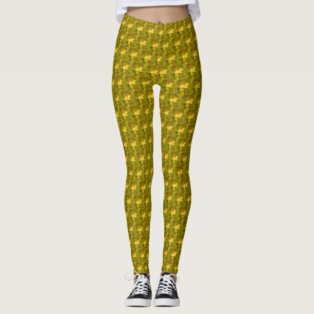 Yellow and green pattern design leggings (Front)