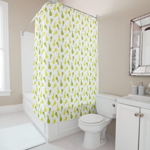 Yellow and Green Pears Polka Dot Pattern Shower Curtain