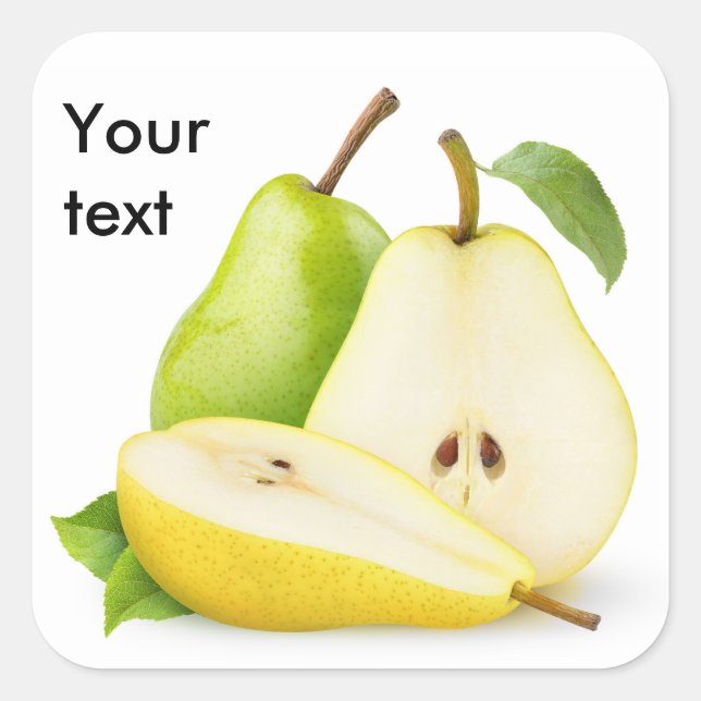Yellow and green pears square sticker (Front)