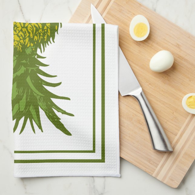 Yellow and Green Pineapple Kitchen Towels (Quarter Fold)