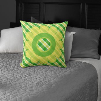 Yellow And Green Plaid Floral Spring Throw Pillow by machomedesigns at Zazzle