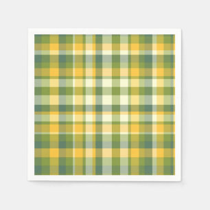 Yellow and Green Plaid Pattern Background Napkins
