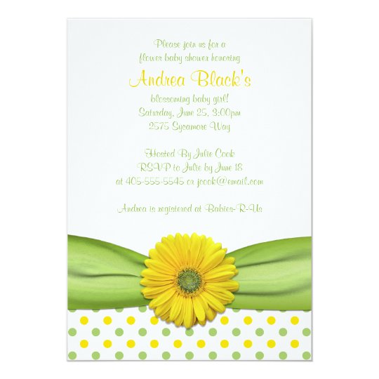 Yellow and Green Polka Dots Baby Shower Invitation | Zazzle