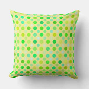 yellow and green polka dots throw pillow