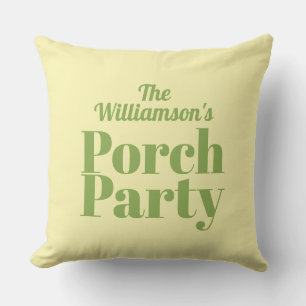 Yellow and Green Porch Party Summer Outdoor Pillow