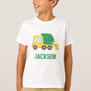 Yellow and Green Recycling Garbage Truck Kids T-Shirt
