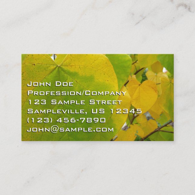 Yellow and Green Redbud Leaves Business Card (Front)