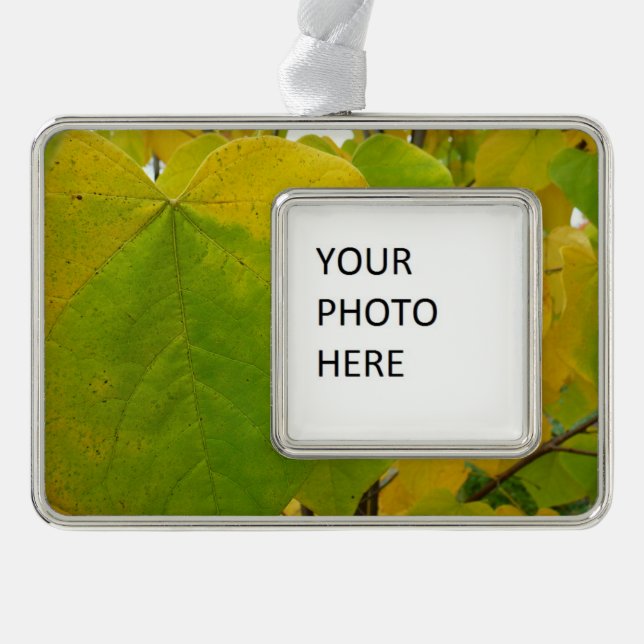 Yellow and Green Redbud Leaves Christmas Ornament (Front)