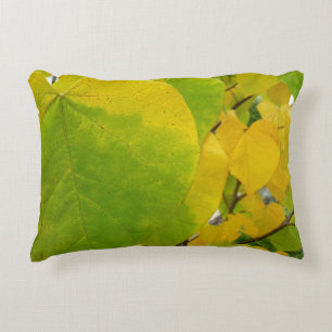 Yellow and Green Redbud Leaves Decorative Pillow