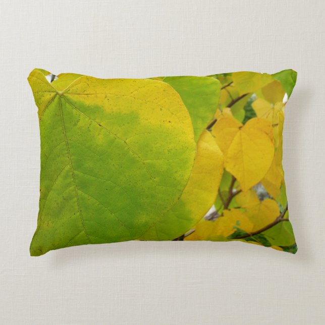 Yellow and Green Redbud Leaves Decorative Pillow (Front)