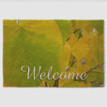 Yellow and Green Redbud Leaves Fiber Doormat