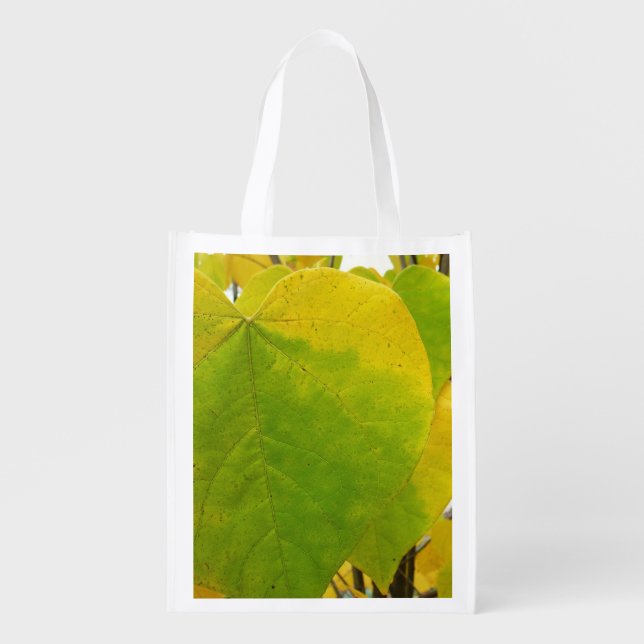 Yellow and Green Redbud Leaves Grocery Bag (Front)
