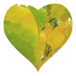 Yellow and Green Redbud Leaves Heart Sticker
