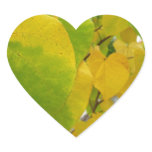Yellow and Green Redbud Leaves Heart Sticker