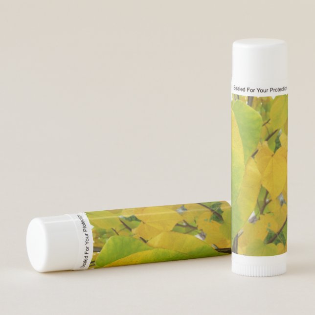 Yellow and Green Redbud Leaves Lip Balm (Front)