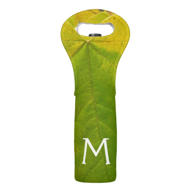 Yellow and Green Redbud Leaves Wine Bag (Front)