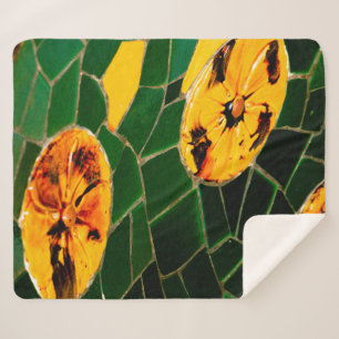 Yellow and Green Spanish Mosaic Sherpa Blanket