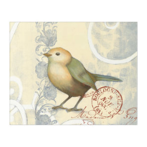 Yellow and Green Sparrow on Vintage Background Acrylic Print
