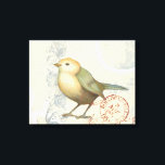 Yellow and Green Sparrow on Vintage Background Canvas Print<br><div class="desc">This sketch-inspired image is perfect for your bird collection. It is simple and beautiful to add on any product and will please any vintage art lover. Choose this artprint today.</div>