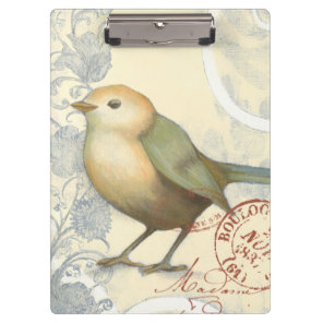 Yellow and Green Sparrow on Vintage Background Clipboard