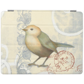 Yellow and Green Sparrow on Vintage Background iPad Smart Cover