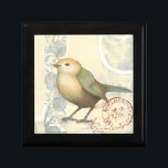 Yellow and Green Sparrow on Vintage Background Jewelry Box<br><div class="desc">This sketch-inspired image is perfect for your bird collection. It is simple and beautiful to add on any product and will please any vintage art lover. Choose this artprint today.</div>