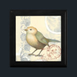 Yellow and Green Sparrow on Vintage Background Jewelry Box<br><div class="desc">This sketch-inspired image is perfect for your bird collection. It is simple and beautiful to add on any product and will please any vintage art lover. Choose this artprint today.</div>