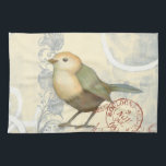 Yellow and Green Sparrow on Vintage Background Kitchen Towel<br><div class="desc">This sketch-inspired image is perfect for your bird collection. It is simple and beautiful to add on any product and will please any vintage art lover. Choose this artprint today.</div>