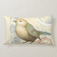 Yellow and Green Sparrow on Vintage Background