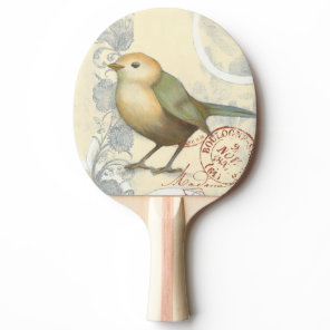 Yellow and Green Sparrow on Vintage Background Ping Pong Paddle