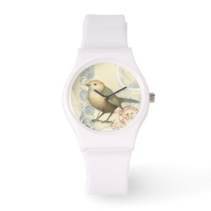 Yellow and Green Sparrow on Vintage Background Watch