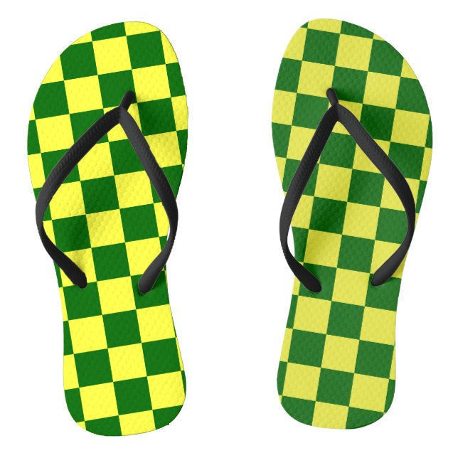 Yellow and Green Squares Flip Flops (Footbed)