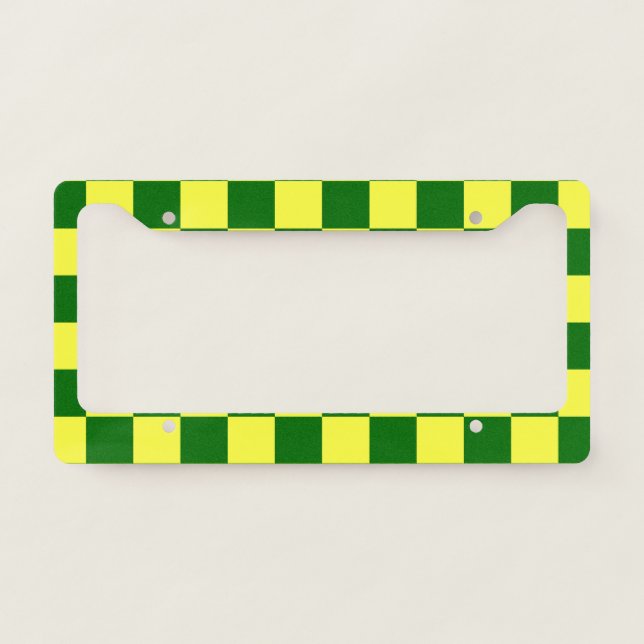 Yellow and Green Squares License Plate Frame (Front)