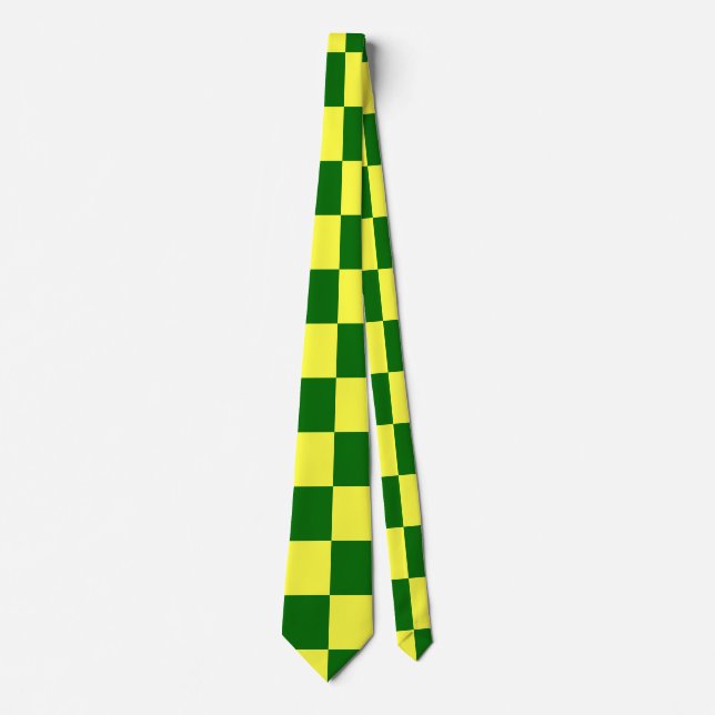 Yellow and Green Squares Neck Tie (Front)