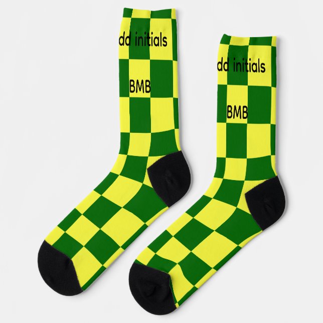 Yellow and Green Squares Socks (Left)