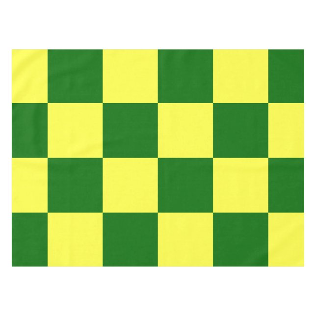 Yellow and Green Squares Tablecloth (Front (Horizontal))