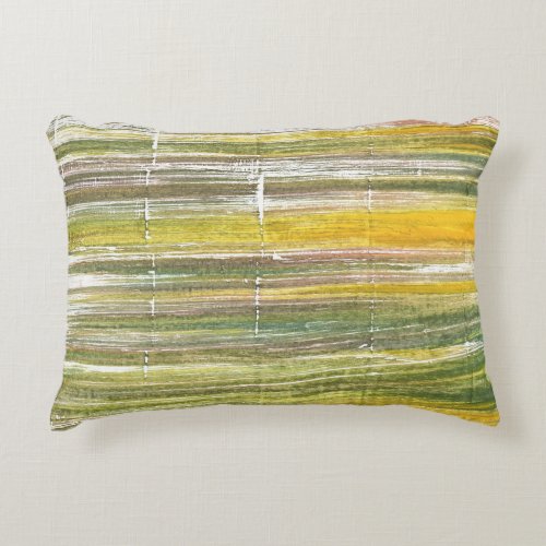 Yellow and green stripes accent pillow