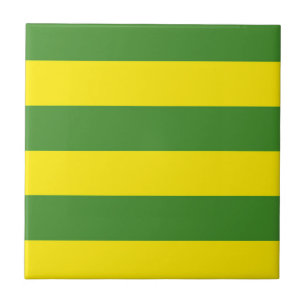 Yellow and Green Stripes Ceramic Tile