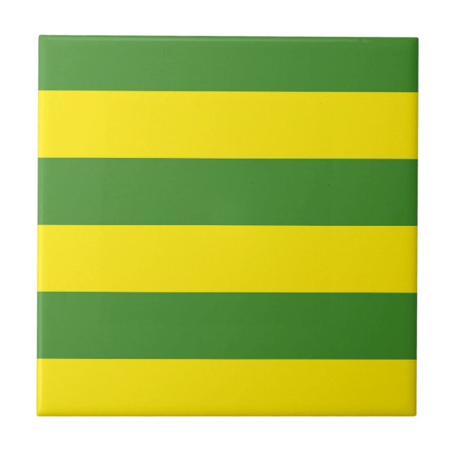 Yellow and Green Stripes Ceramic Tile (Front)