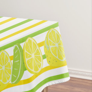 Yellow and Green Stripes Italian Lemon and Lime Tablecloth