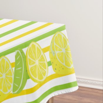 Yellow And Green Stripes Italian Lemon And Lime Tablecloth by csinvitations at Zazzle