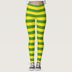 Yellow and Green Stripes Leggings