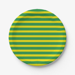 Yellow and Green Stripes Paper Plates