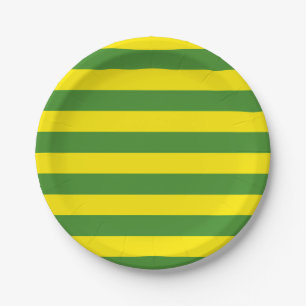 Yellow and Green Stripes Paper Plates
