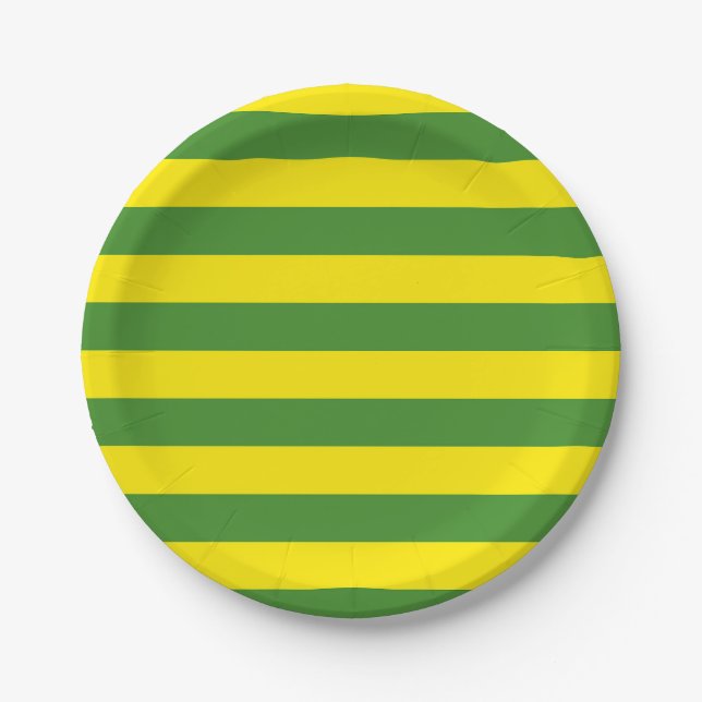 Yellow and Green Stripes Paper Plates (Front)