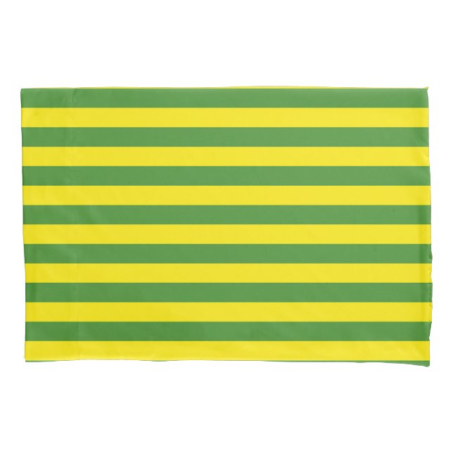 Yellow and Green Stripes Pillow Case (Front)