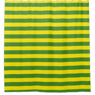Yellow and Green Stripes Shower Curtain